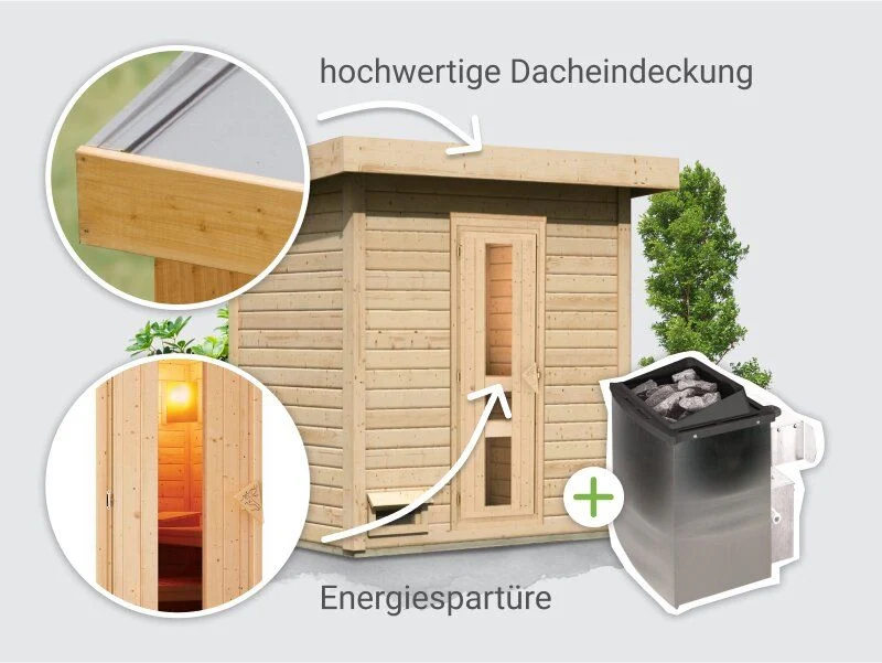 Norlinio Saunahaus Hella 1 38 - inkl. 9 kW Ofen integr. Steuerung - inkl. Dacheindeckung un - Image 3