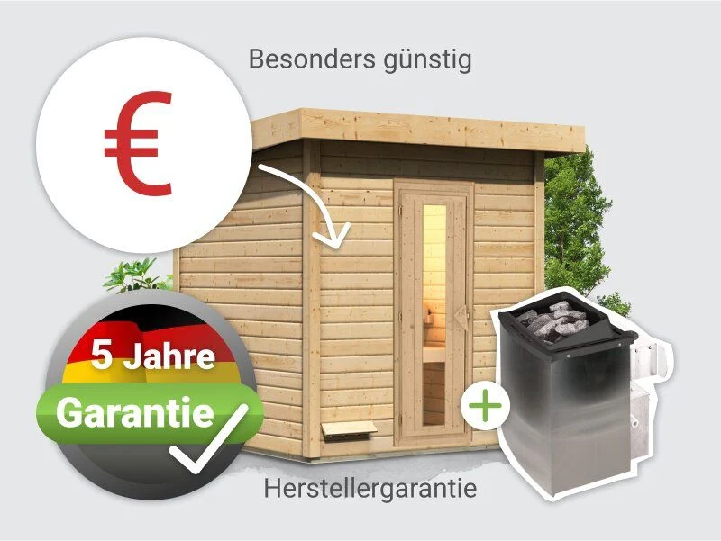 Norlinio Saunahaus Hella 2  38 mm - inkl. 9 kW Ofen integr. Steuerung - mit Dacheindeckung u - Image 5