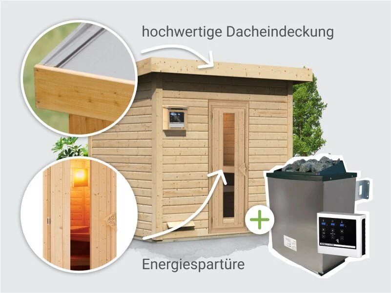 Norlinio Saunahaus Hella 3 38 mm - inkl. 9 kW Ofen ext. Steuerung - inkl. Dacheindeckung un - Image 3