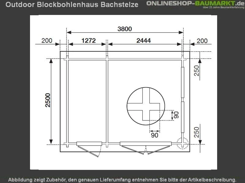 Outdoor Gartenhaus / Blockbohlenhaus William 250 2-Raum 28mm - Image 3