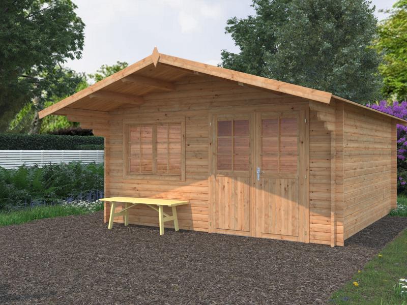 Palmako Blockbohlenhaus Britta 17,5 40 mm braune Tauchgrundierung