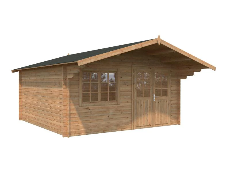 Palmako Blockbohlenhaus Britta 17,5 40 mm braune Tauchgrundierung - Image 2