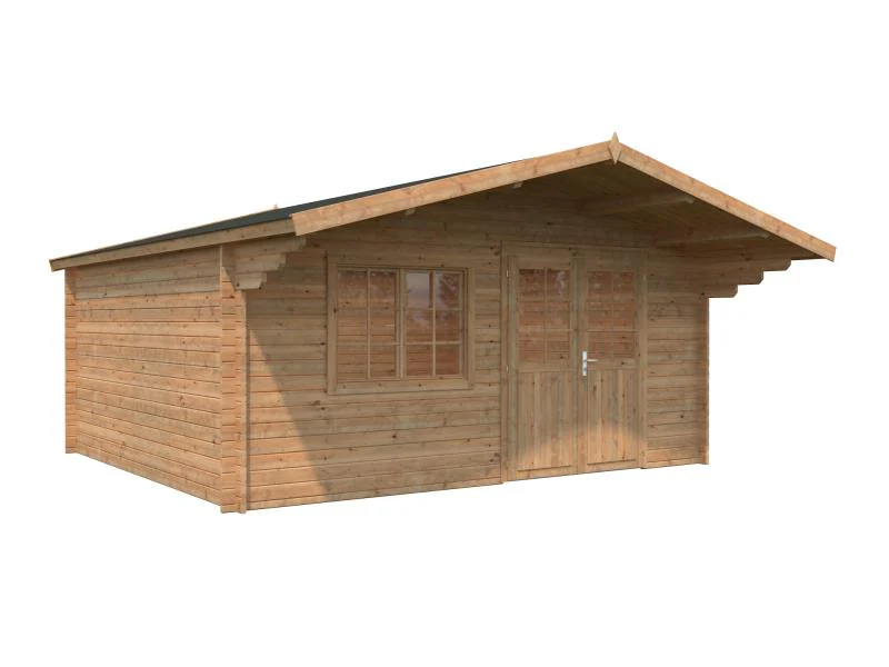 Palmako Blockbohlenhaus Britta 19,7 40 mm braune Tauchgrundierung - Image 2