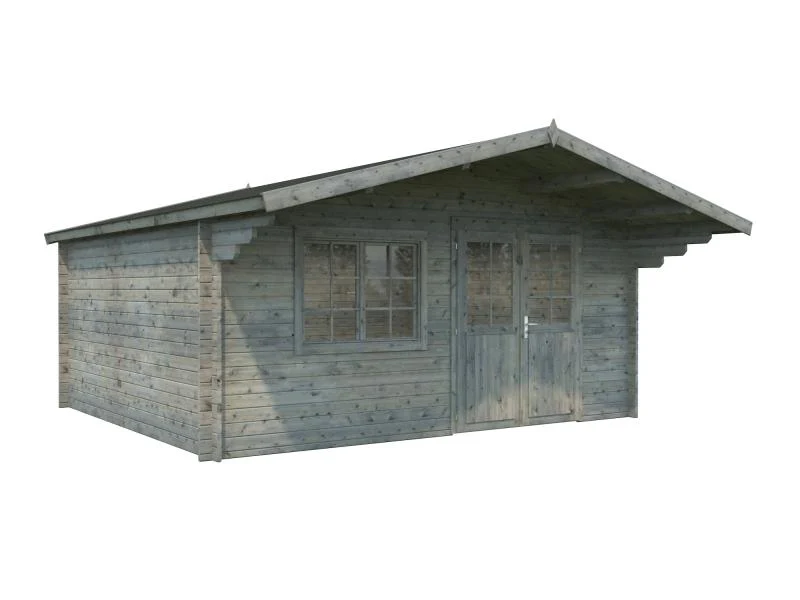 Palmako Blockbohlenhaus Britta 19,7 40 mm graue Tauchgrundierung - Image 2