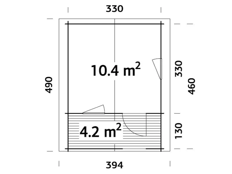 Palmako Blockbohlenhaus Emma 10,4 + 4,2 inkl. Fensterläden und Terrasse 34 mm graue Tauchgrundierung - Image 3