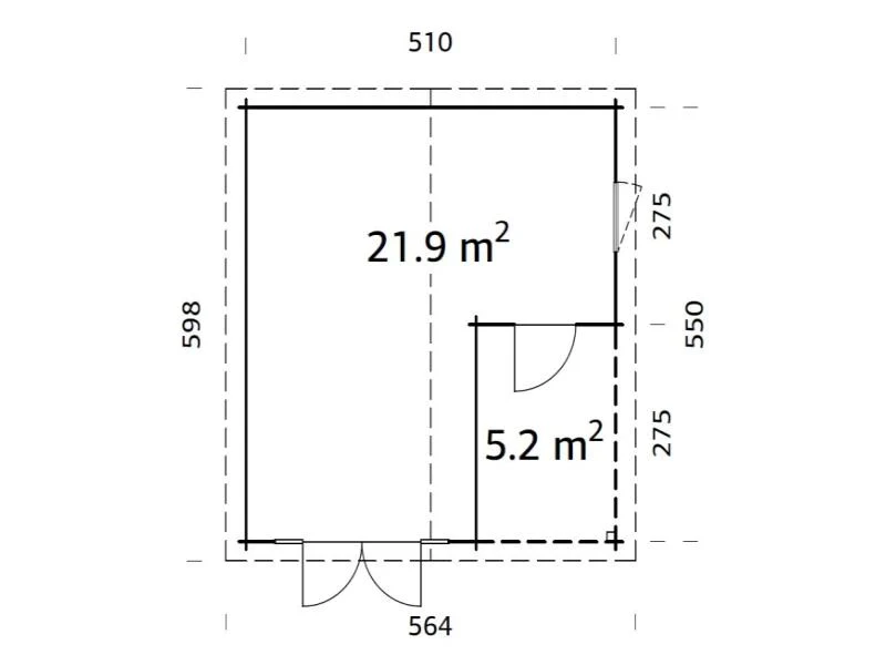 Palmako Blockbohlenhaus Irene 2-Raum 21,9 + 5,2 44 mm braun Tauchgrundierung - Image 3