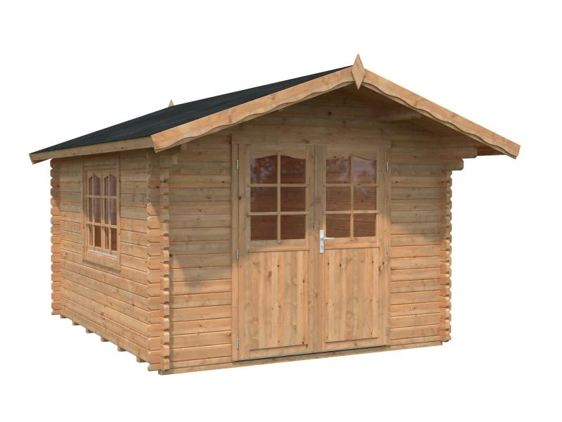 Palmako Blockbohlenhaus Sally 12,3 44 mm braune Tauchgrundierung - Image 4