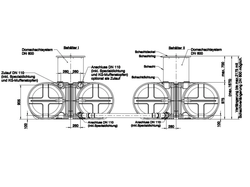 Roth Flachtank - Zisterne Twinbloc 7000 Liter (2 x 3500 L) mit höhenverstabllbarem Domschacht und Ab - Image 2