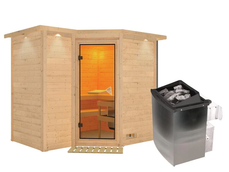 Sahib 2 - Karibu Sauna inkl. 9-kW-Ofen - mit Dachkranz - - Image 2