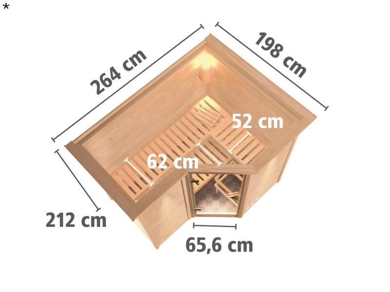 Sahib 2 - Karibu Sauna inkl. 9-kW-Ofen - mit Dachkranz - - Image 3