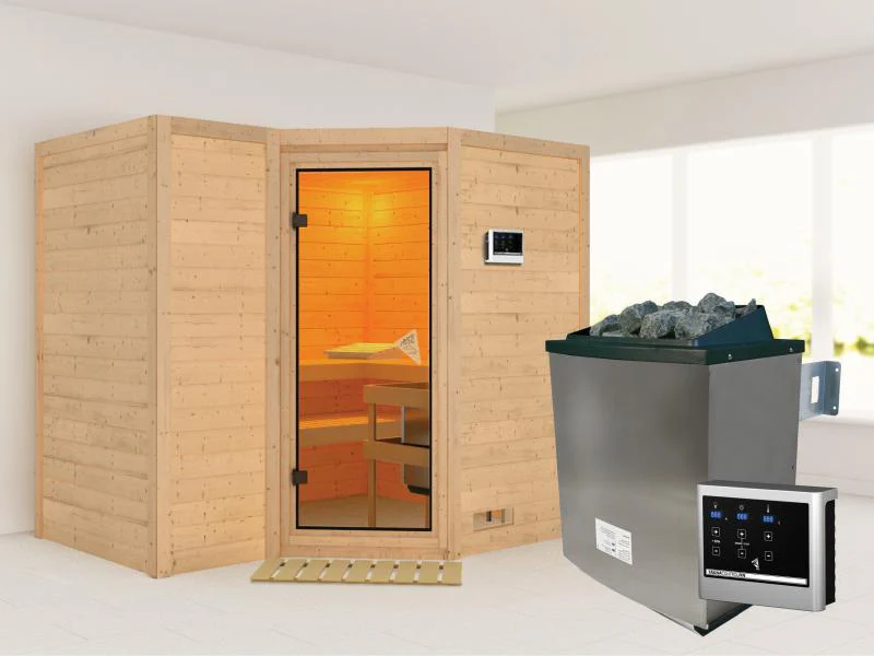 Sahib 2 - Karibu Sauna inkl. 9-kW-Ofen - ohne Dachkranz -