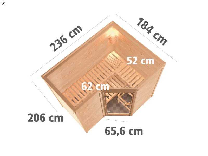 Sahib 2 - Karibu Sauna inkl. 9-kW-Ofen - ohne Dachkranz - - Image 3