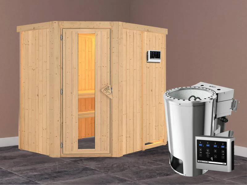 Saja - Karibu Sauna Plug & Play 3,6 kW Bio Ofen, ext. Steuerung - ohne Dachkranz - Energiespartür - Image 2