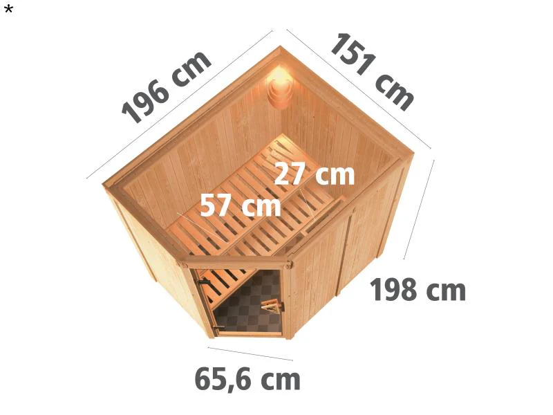 Saja - Karibu Sauna Plug & Play 3,6 kW Bio Ofen, ext. Steuerung - ohne Dachkranz - Moderne Saunatür - Image 3