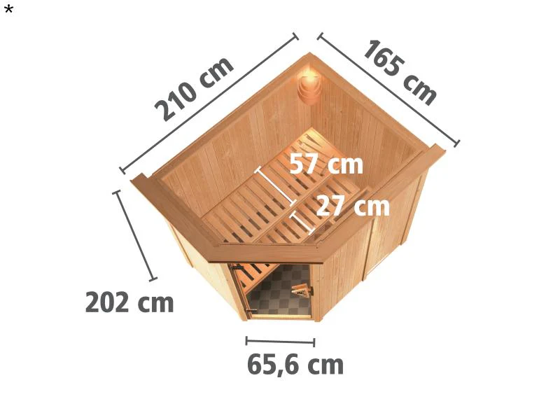 Saja - Karibu Sauna Plug & Play 3,6 kW Ofen, int. Steuerung - mit Dachkranz - Energiespartür - Image 3