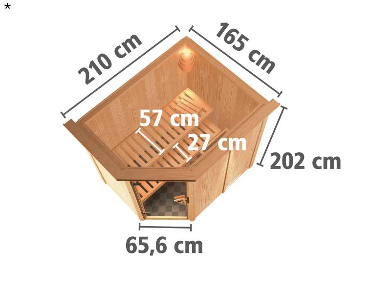Saja - Karibu Sauna Plug & Play ohne Ofen - mit Dachkranz - Energiespartür - Image 3