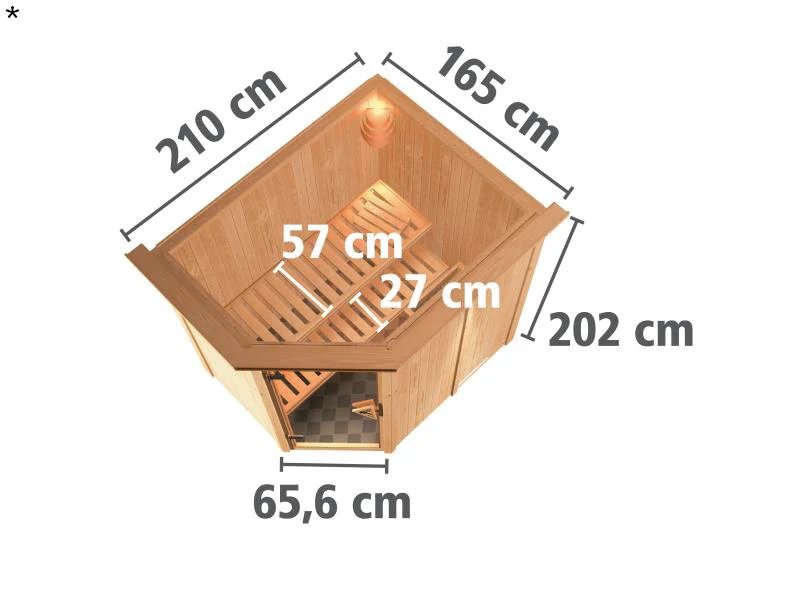 Saja - Karibu Sauna Plug & Play ohne Ofen - mit Dachkranz - Klarglas Ganzglastür - Image 3
