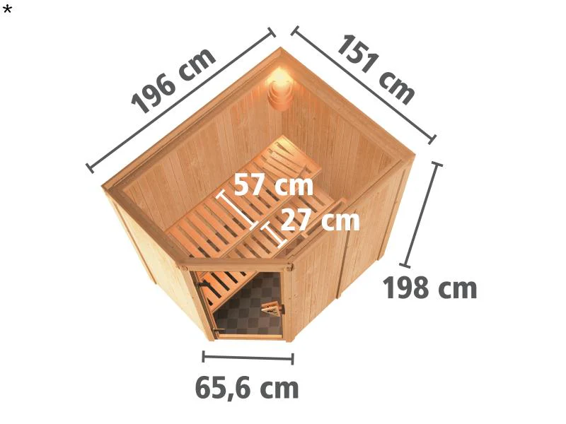 Saja - Karibu Sauna Plug & Play ohne Ofen - ohne Dachkranz - Moderne Saunatür - Image 3