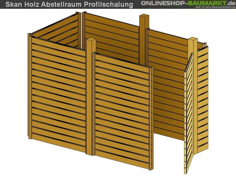 Skan Holz Abstellraum C3 für Carport 378 x 164 cm Profilschalung