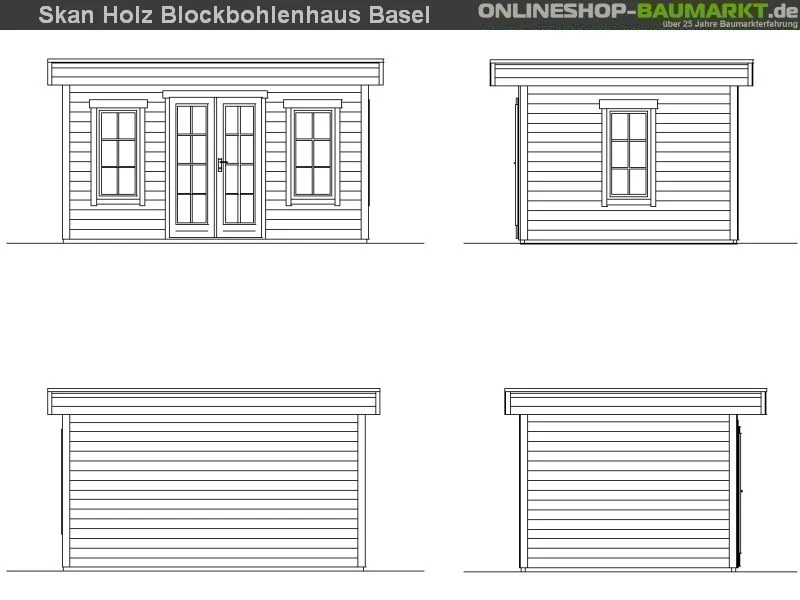 Skan Holz Blockbohlenhaus Basel 1 45plus, 420 x 300 cm - Image 3