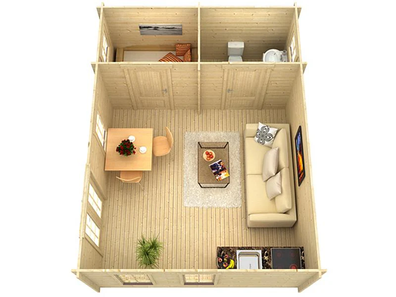 Skan Holz Blockbohlenhaus Bern 2 45plus, 560 x 420 cm - Image 5