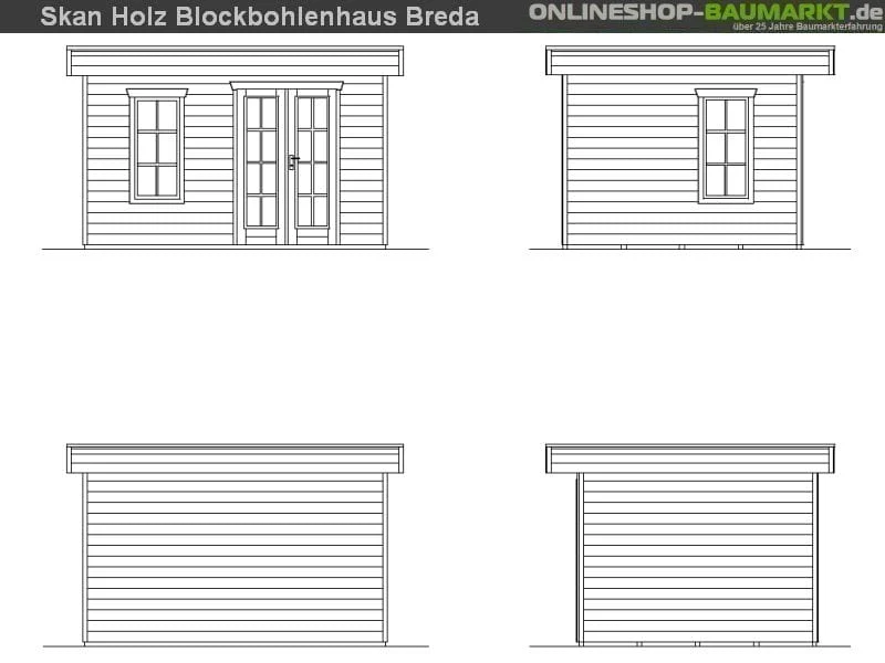 Skan Holz Blockbohlenhaus Breda in schiefergrau, 380 x 300 cm - Image 3