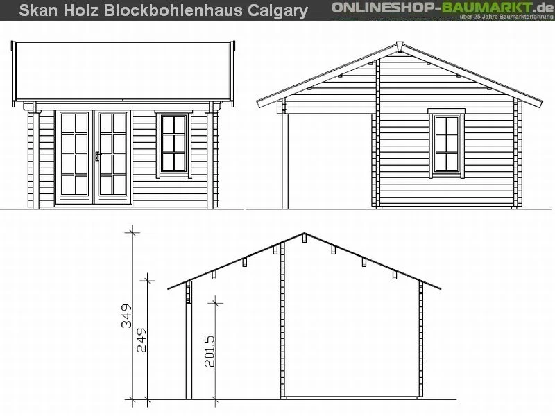 Skan Holz Blockbohlenhaus Calgary 70plus, 380 x 300 cm - Image 4