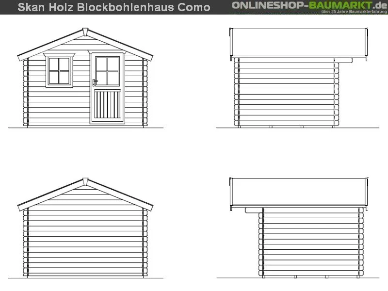 Skan Holz Blockbohlenhaus Como Größe 2, 300 x 250 cm - Image 4