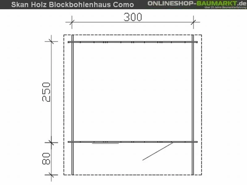 Skan Holz Blockbohlenhaus Como Größe 2, 300 x 250 cm - Image 5