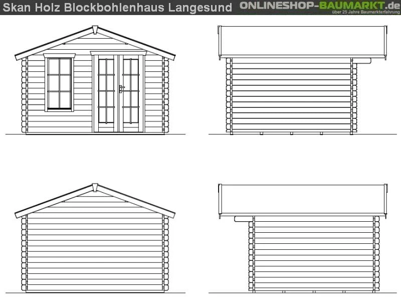 Skan Holz Blockbohlenhaus Langesund Größe 2, 340 x 300 cm - Image 4