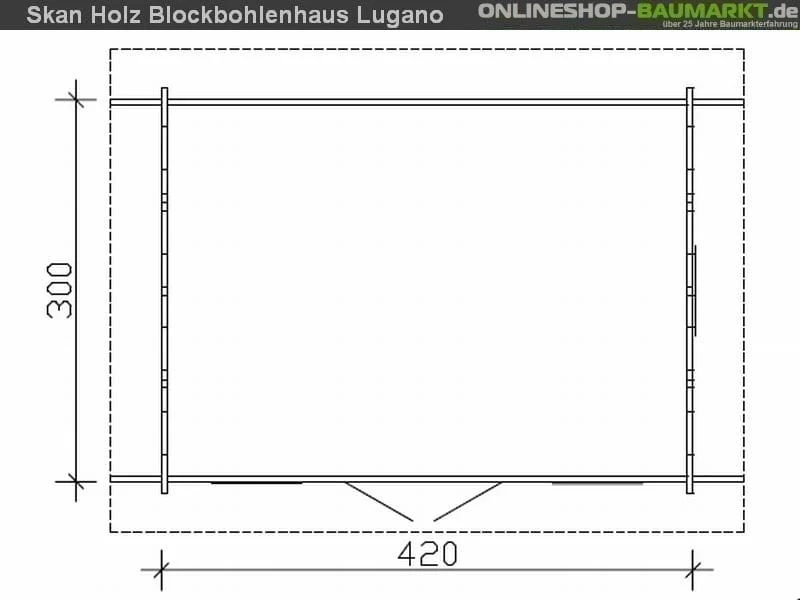 Skan Holz Blockbohlenhaus Lugano 1 Dach dämmbar für Dachziegel 45plus, 420 x 300 cm - Image 5