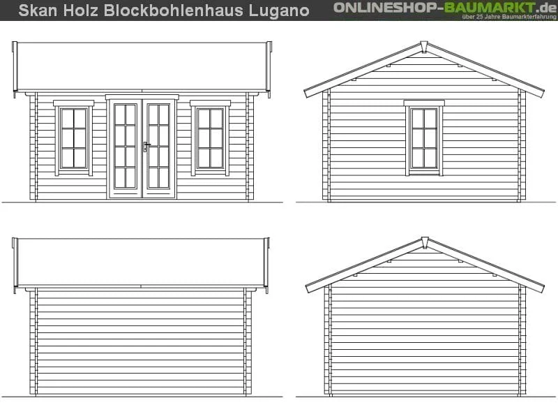 Skan Holz Blockbohlenhaus Lugano 2 45plus, 420 x 380 cm - Image 4