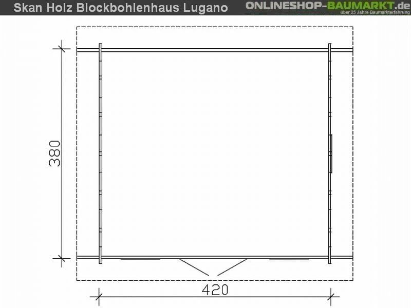 Skan Holz Blockbohlenhaus Lugano 2 Dach dämmbar für Dachschindeln 45plus, 420 x 380 cm - Image 5