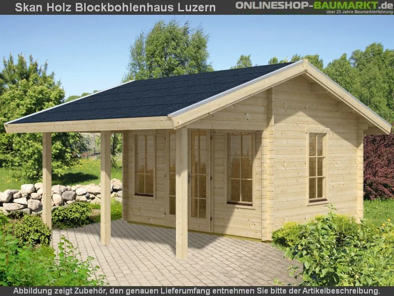 Skan Holz Blockbohlenhaus Luzern 45plus, 380 x 300 cm - Image 9