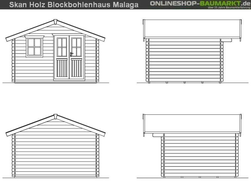 Skan Holz Blockbohlenhaus Malaga Größe 1, 340 x 300 cm - Image 4