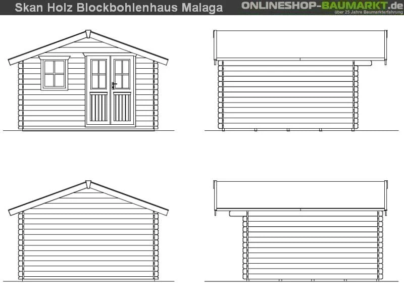 Skan Holz Blockbohlenhaus Malaga Größe 2, 340 x 340 cm - Image 4