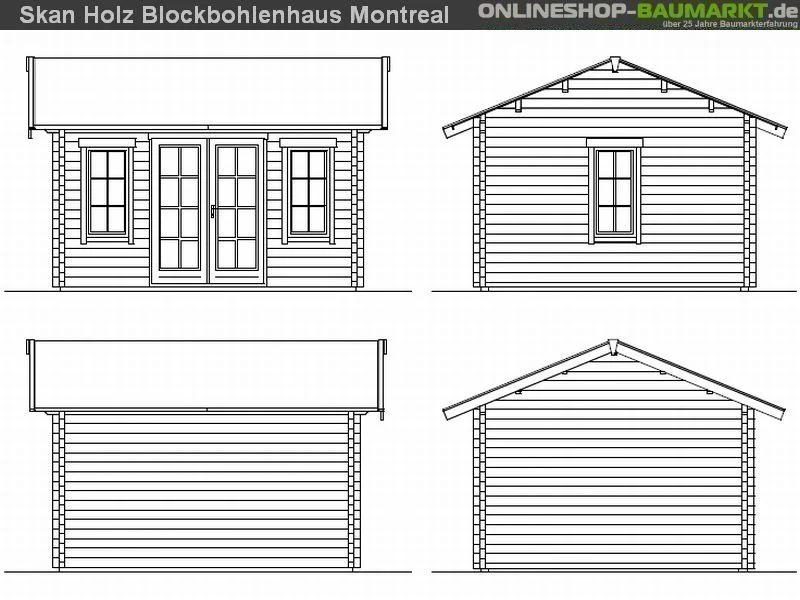 Skan Holz Blockbohlenhaus Montreal 2 70plus, 420 x 380 cm - Image 3