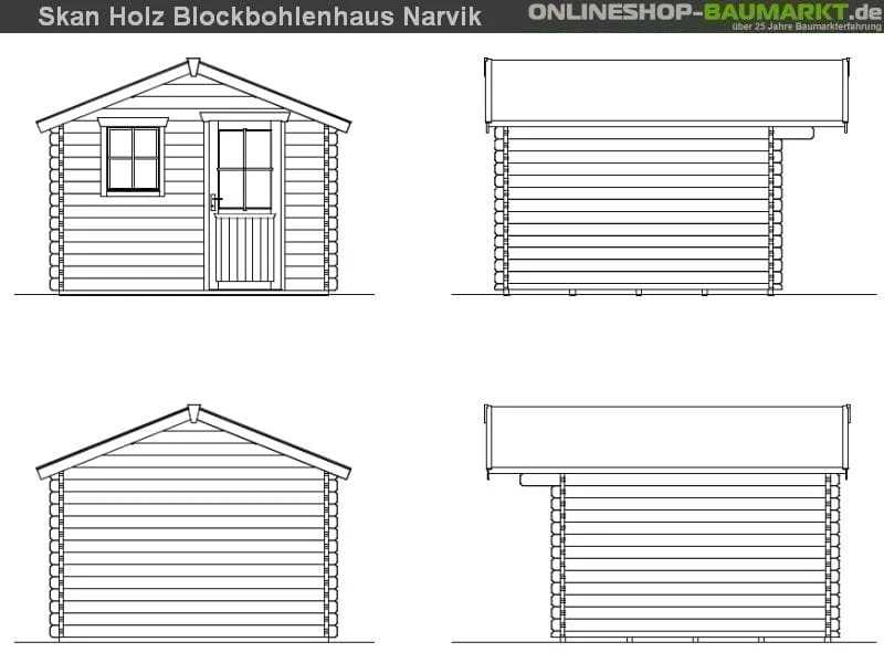 Skan Holz Blockbohlenhaus Narvik Größe 2, 300 x 300 cm - Image 3