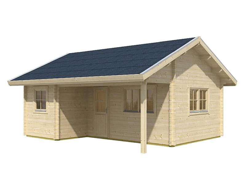 Skan Holz Blockbohlenhaus Ontario, Dach dämmbar für Dachschindeln, 70plus, 600 x 500 cm - Image 2
