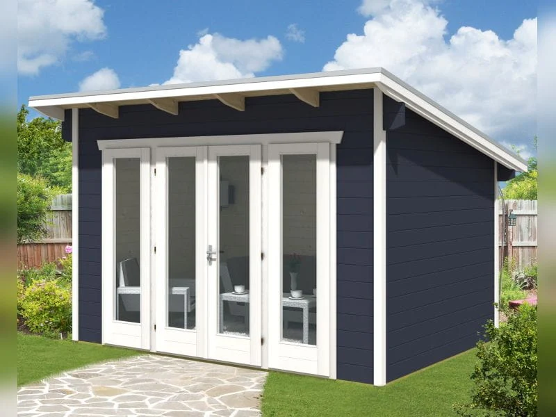 Skan Holz Blockbohlenhaus Ostende 2 in schiefergrau, 400 x 300 cm - Image 2