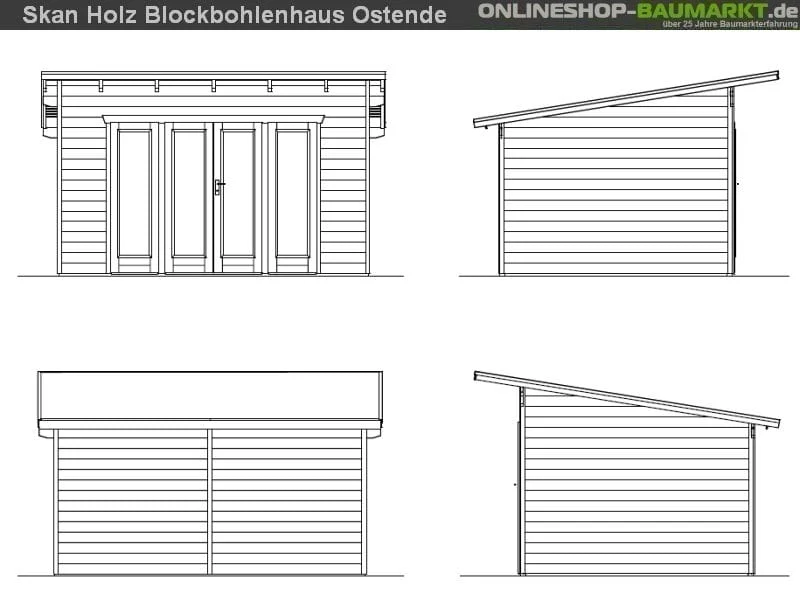 Skan Holz Blockbohlenhaus Ostende 2 in schwedenrot, 400 x 300 cm - Image 3