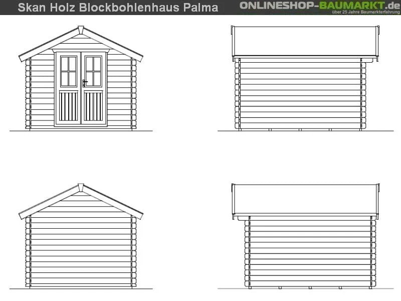 Skan Holz Blockbohlenhaus Palma Größe 3 250 x 300 cm - Image 5