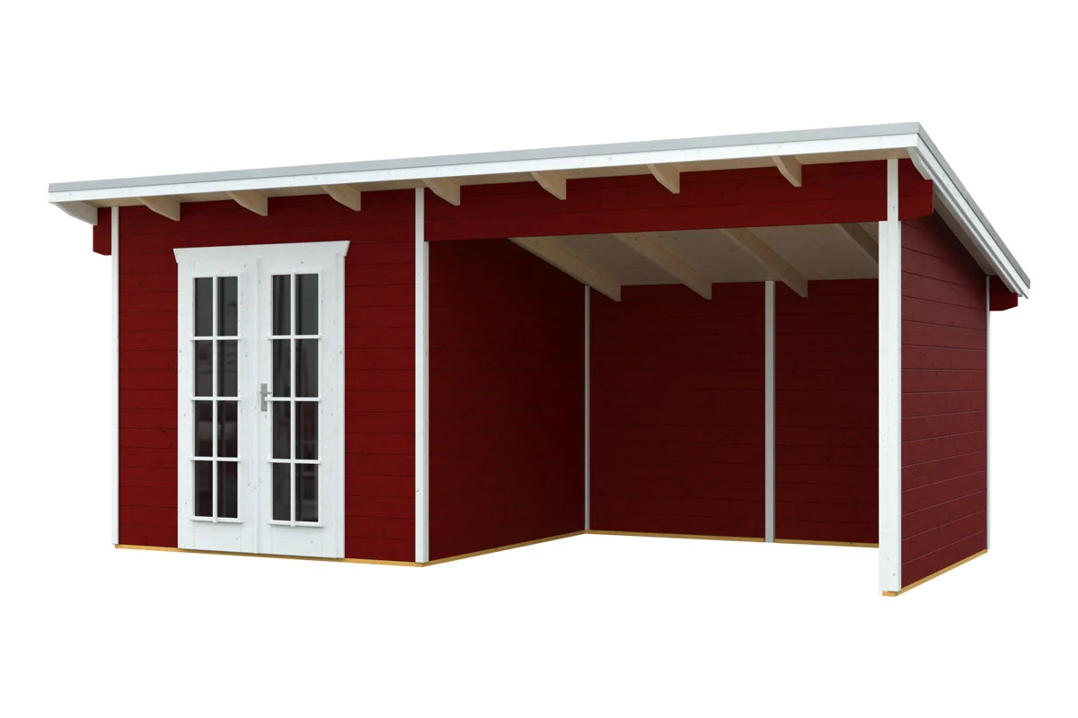 Skan Holz Blockbohlenhaus Texel in schwedenrot - Image 2
