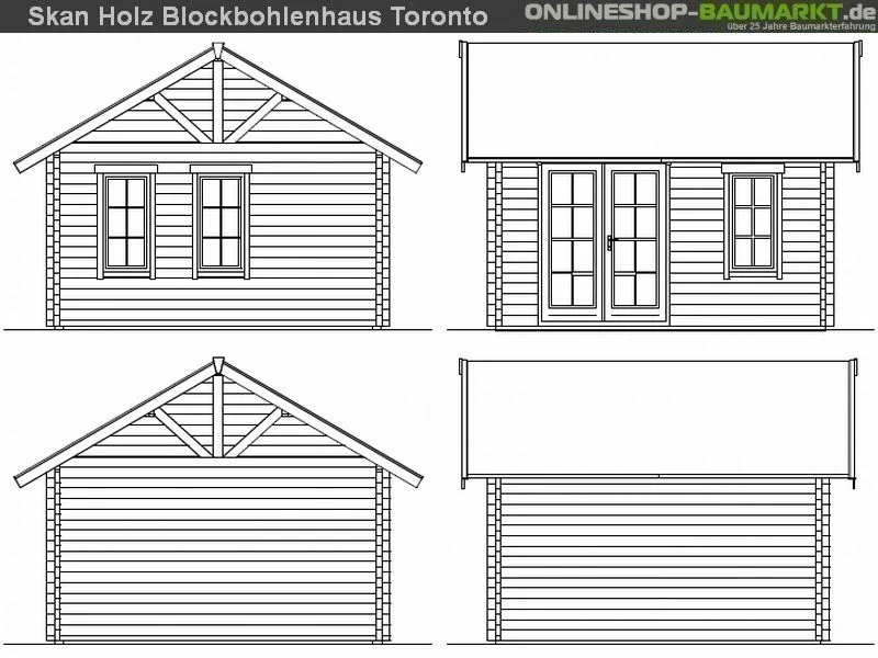 Skan Holz Blockbohlenhaus Toronto 1 70plus, 420 x 420 cm - Image 3