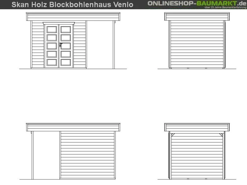 Skan Holz Blockbohlenhaus Venlo Größe 2 mit Schleppdach, 380 x 250 cm - Image 3
