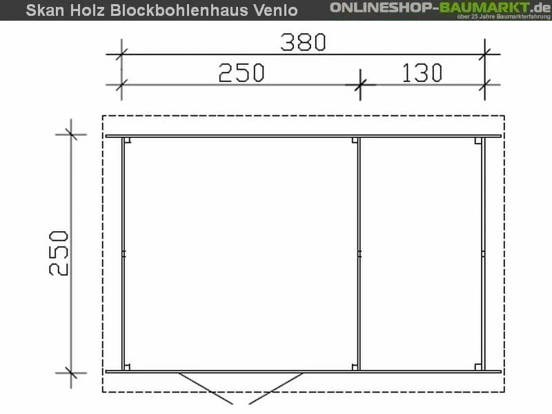 Skan Holz Blockbohlenhaus Venlo Größe 2 mit Schleppdach, 380 x 250 cm - Image 4