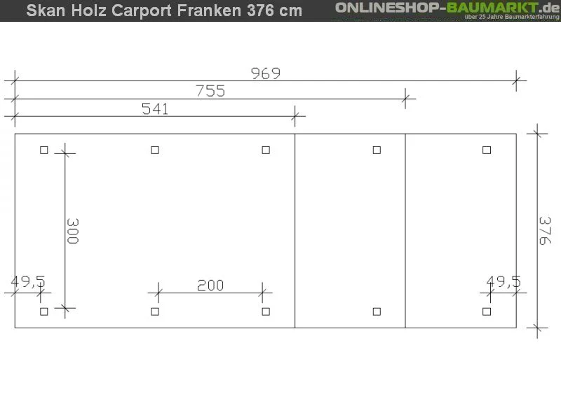 Skan Holz Carport Franken 376 x 541 cm Leimholz - Image 4