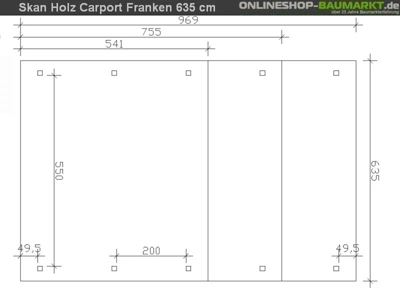 Skan Holz Carport Franken 635 x 969 cm Leimholz - Image 4