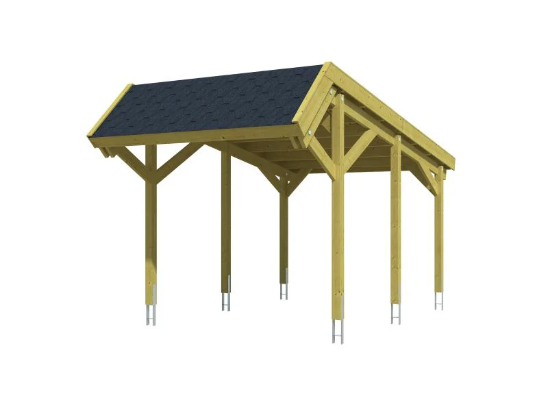 Skan Holz Carport Harz 321 x 560 cm mit schwarzen Schindeln - Image 2