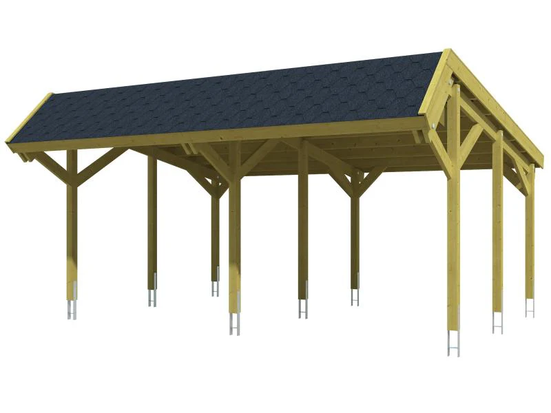 Skan Holz Carport Harz 624 x 560 cm mit schwarz Schindeln - Image 2